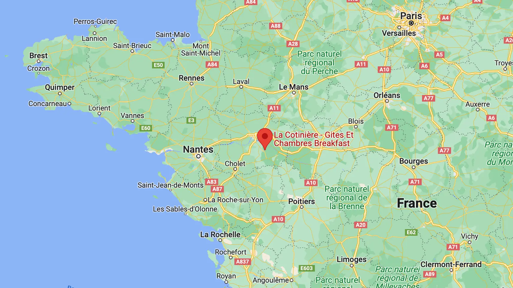 La Cotinière en Anjou sur une carte